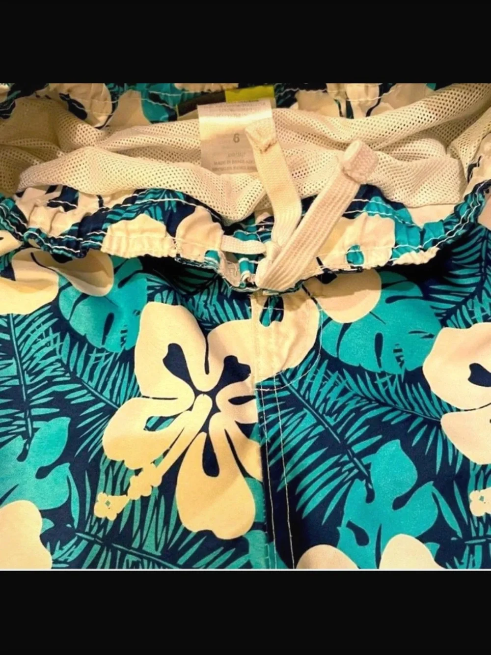 Mick Mack Ltd Boys Swim Trunks Size 6 Tropical Floral Blue Green Beach Shorts